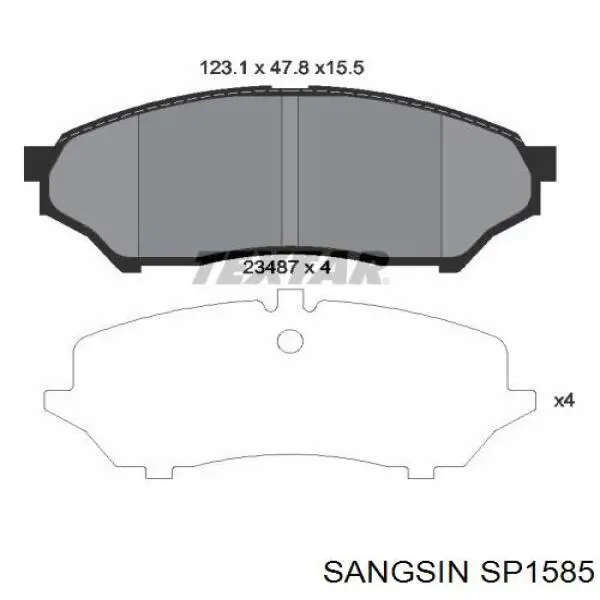 SP1585 Sangsin Sapatas do freio dianteiras de disco