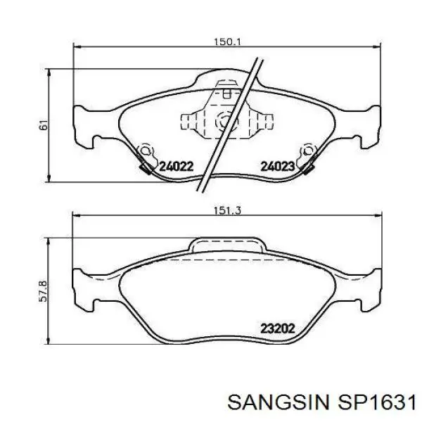 Sapatas do freio dianteiras de disco Sangsin SP1631 preço, a partir de 30,46 USD