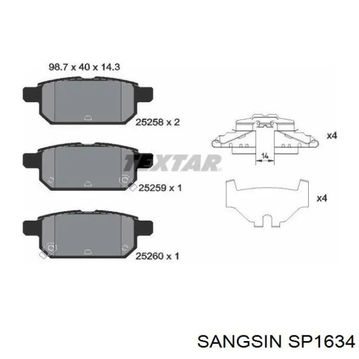 Compre SP1634 Sangsin Sapatas do freio traseiras de disco
