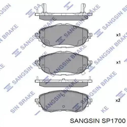 SP1700 Sangsin Sapatas do freio dianteiras de disco