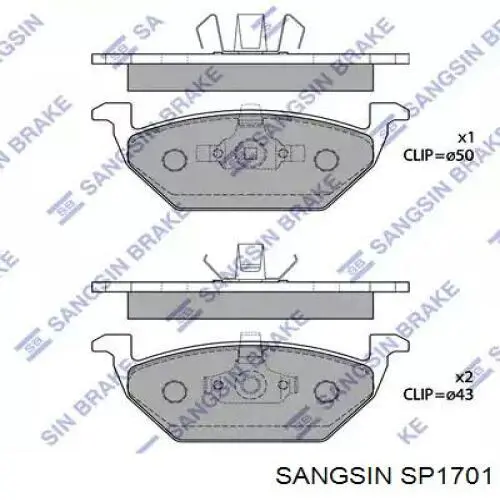 SP1701 Sangsin Sapatas do freio dianteiras de disco