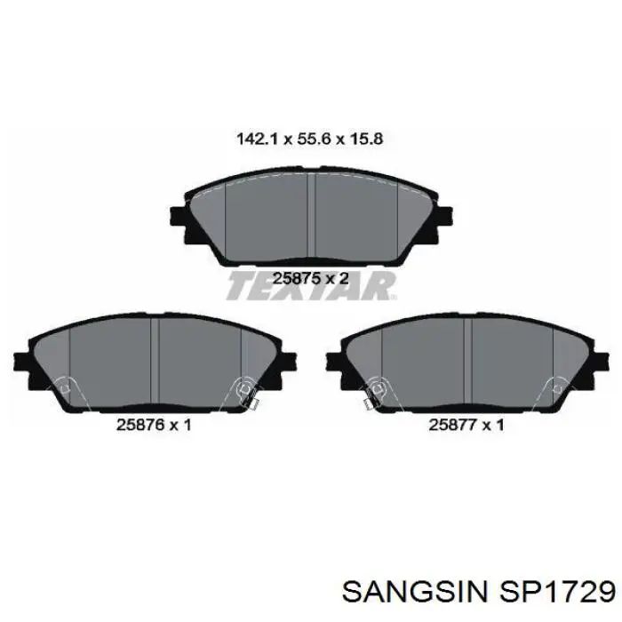 SP1729 Sangsin Sapatas do freio dianteiras de disco