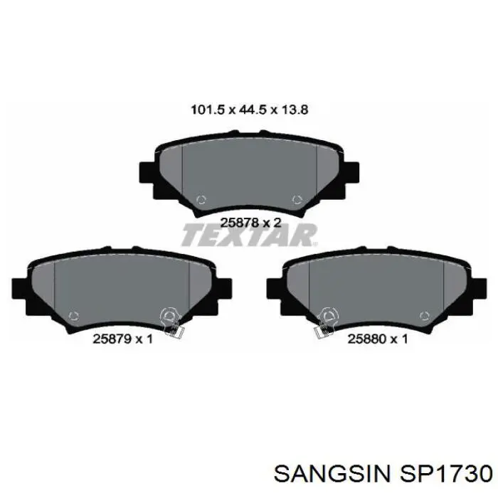 SP1730 Sangsin Sapatas do freio traseiras de disco
