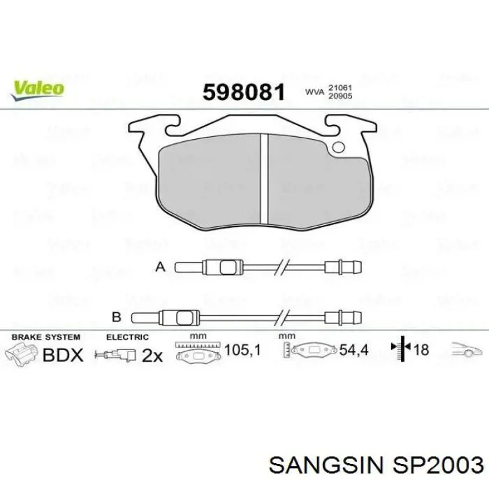 Sapatas do freio dianteiras de disco Sangsin SP2003 preço, a partir de 19,19 USD