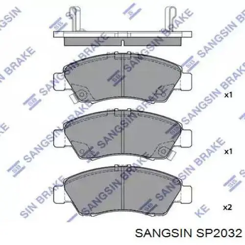 SP2032 Sangsin Sapatas do freio dianteiras de disco