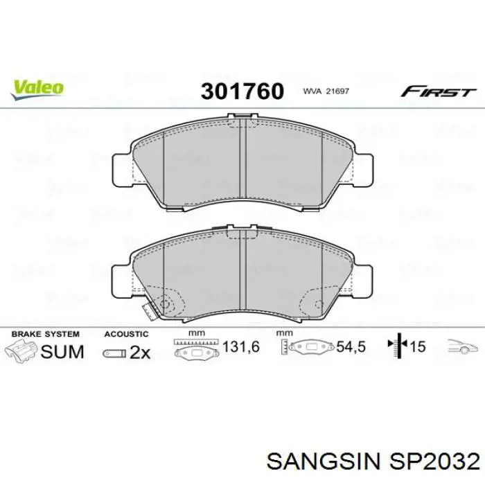 Sapatas do freio dianteiras de disco Sangsin SP2032 preço, a partir de 21,82 USD