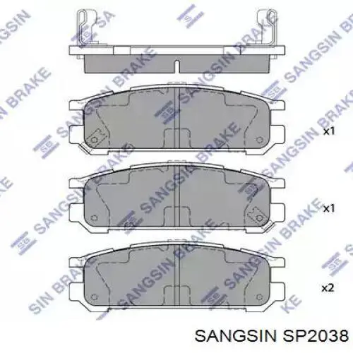 Compre SP2038 Sangsin Sapatas do freio traseiras de disco