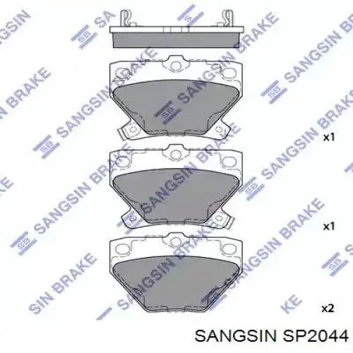 SP2044 Sangsin Sapatas do freio traseiras de disco