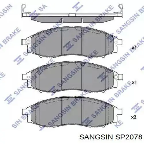 SP2078 Sangsin Sapatas do freio dianteiras de disco