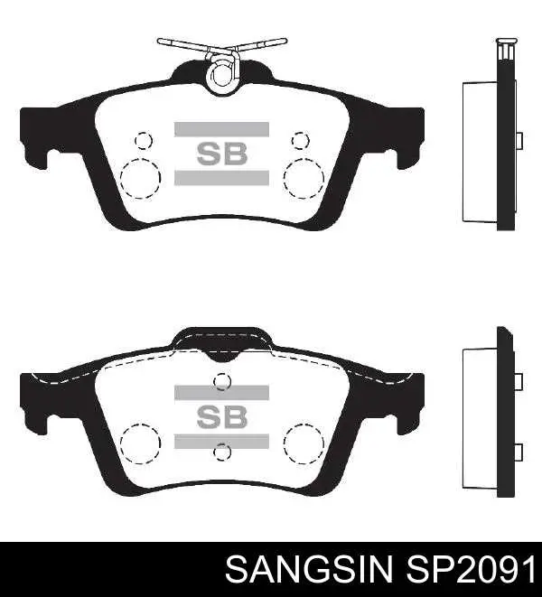 SP2091 Sangsin Sapatas do freio traseiras de disco