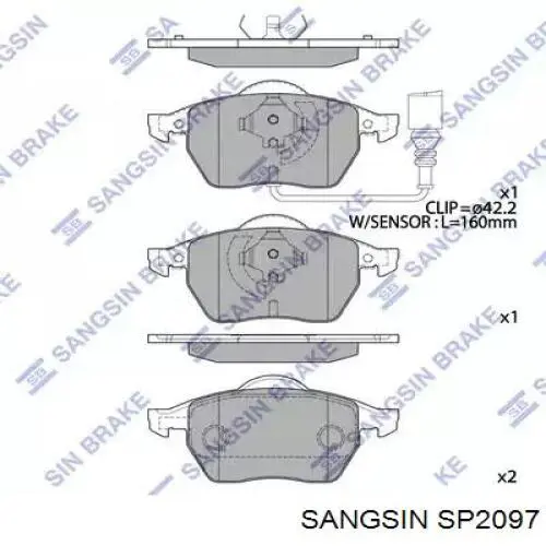 SP2097 Sangsin Sapatas do freio dianteiras de disco