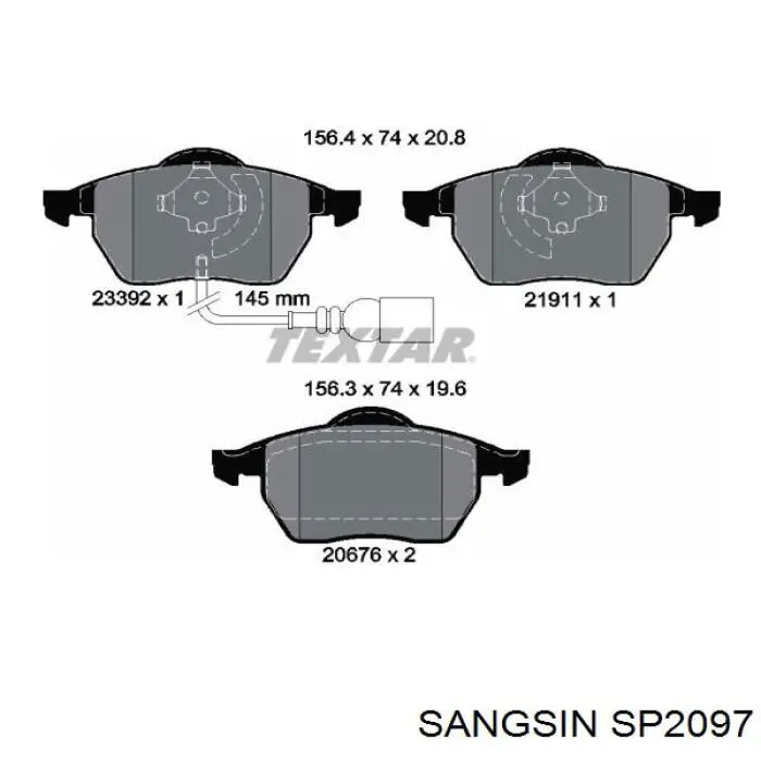 Compre SP2097 Sangsin Sapatas do freio dianteiras de disco
