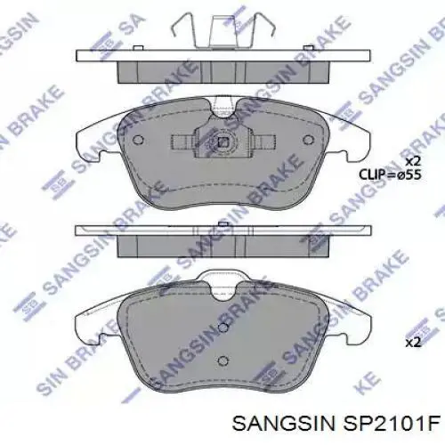 SP2101F Sangsin Sapatas do freio dianteiras de disco