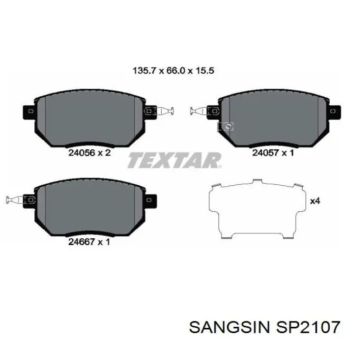 Sapatas do freio dianteiras de disco Sangsin SP2107 preço, a partir de 42,80 USD