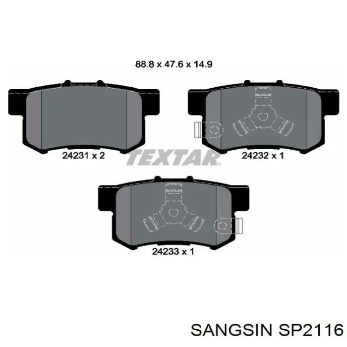 Sapatas do freio traseiras de disco Sangsin SP2116 preço, a partir de 26,43 USD