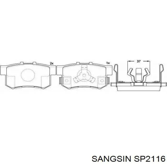 Sapatas do freio traseiras de disco Sangsin SP2116 preço, a partir de 26,43 USD