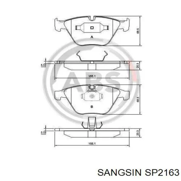 Sapatas do freio dianteiras de disco Sangsin SP2163 preço, a partir de 40,79 USD