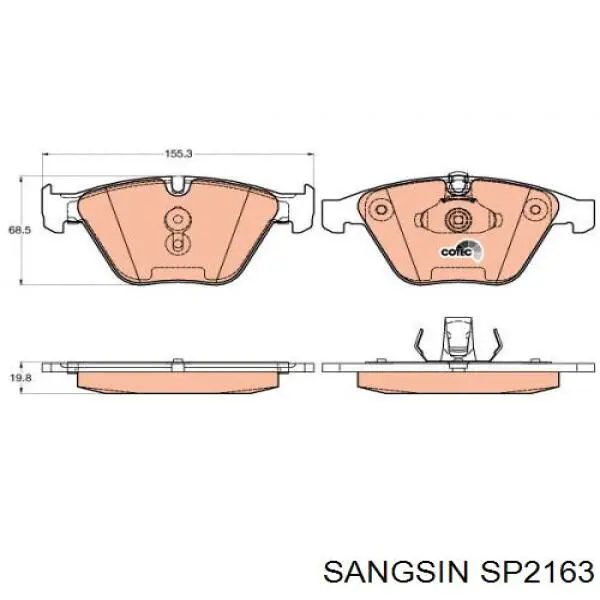 Compre SP2163 Sangsin Sapatas do freio dianteiras de disco