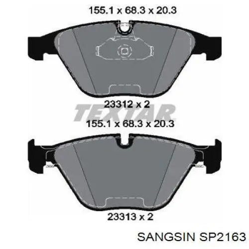 Compre SP2163 Sangsin Sapatas do freio dianteiras de disco