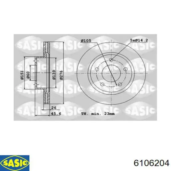 Compre 6106204 Sasic Disco do freio dianteiro