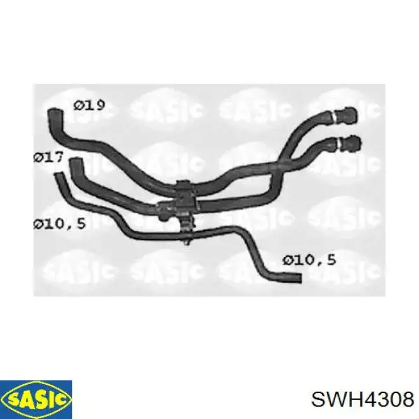 Compre SWH4308 Sasic Mangueira do radiador de aquecedor (de forno), dupla