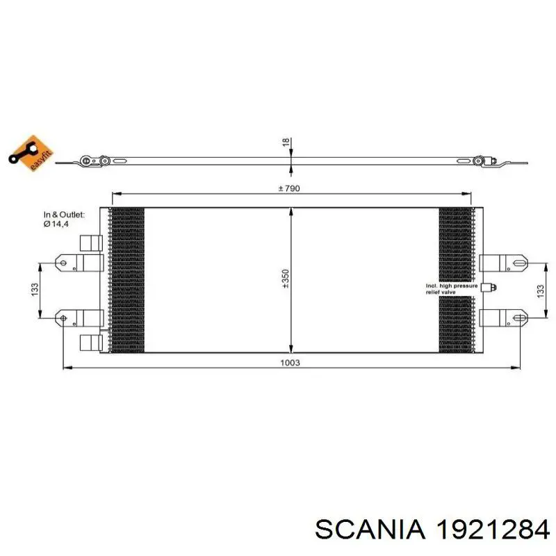 Compre 1921284 Scania Radiador de aparelho de ar condicionado