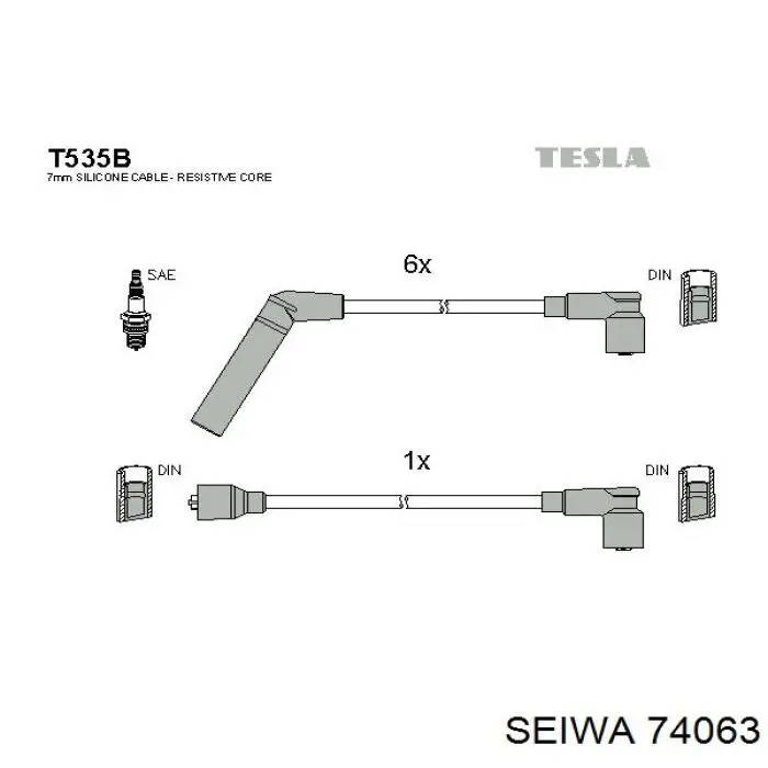 Fios de alta voltagem, kit Seiwa 74063
