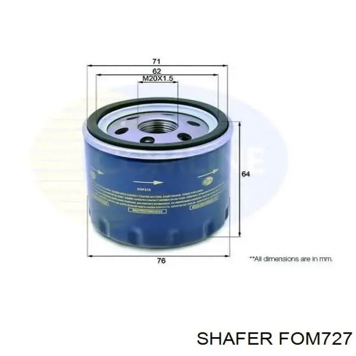 FOM727 Shafer Filtro de óleo
