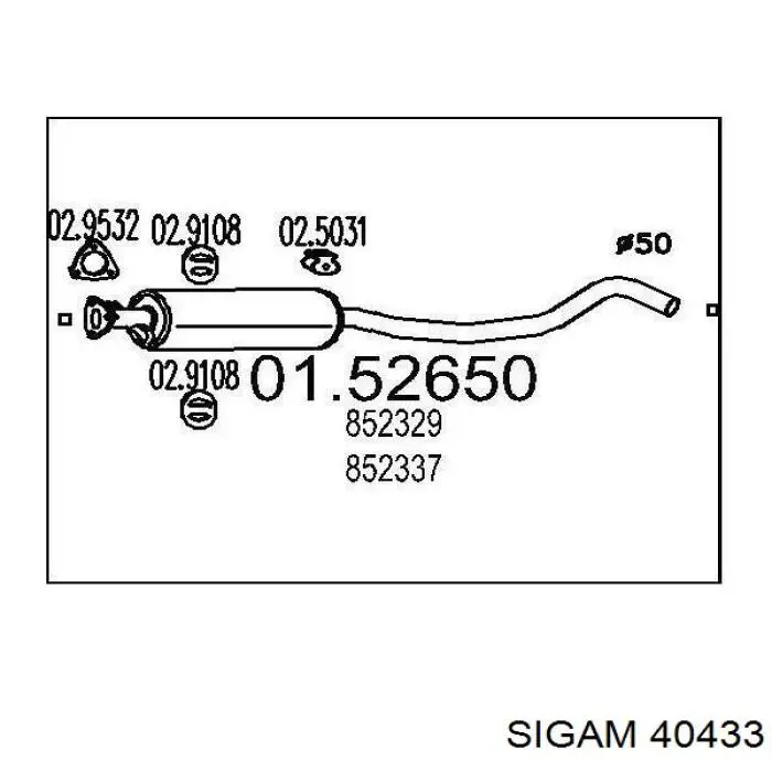 Compre 40433 Sigam Silenciador, parte central
