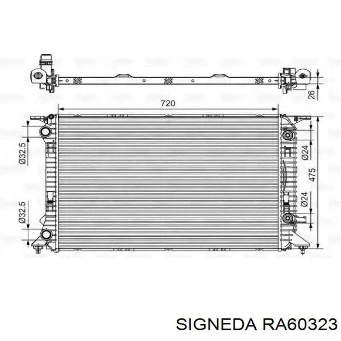 Radiador de esfriamento de motor RA60323 Signeda