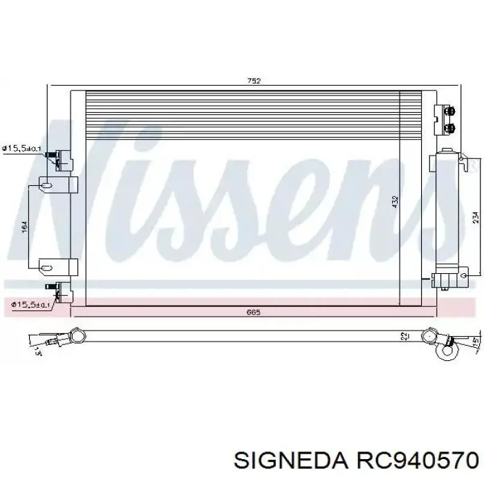 Radiador de aparelho de ar condicionado VAN Wezel 21005060 preço, a partir de 130,10 USD