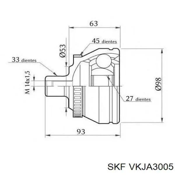 VKJA3005 SKF Junta homocinética externa dianteira