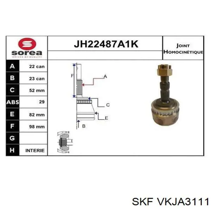Compre VKJA3111 SKF Junta homocinética externa dianteira