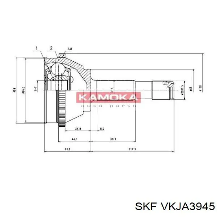 VKJA3945 SKF Junta homocinética externa dianteira