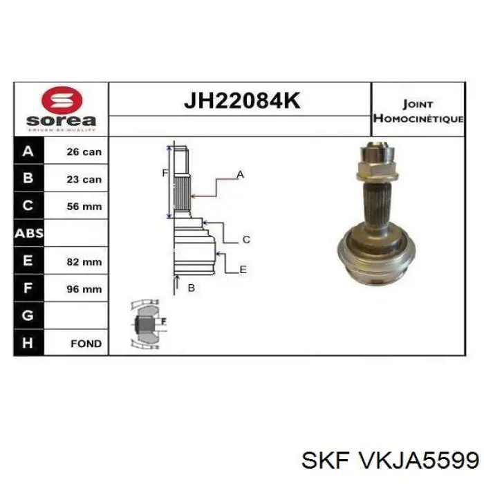 Junta homocinética externa dianteira SKF VKJA5599 preço, a partir de 76,07 USD