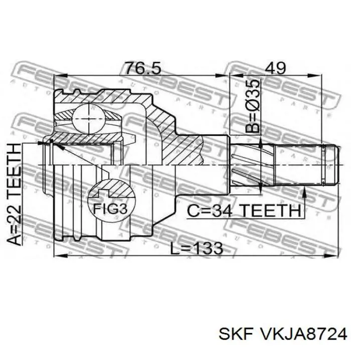 Compre VKJA8724 SKF Junta homocinética interna dianteira