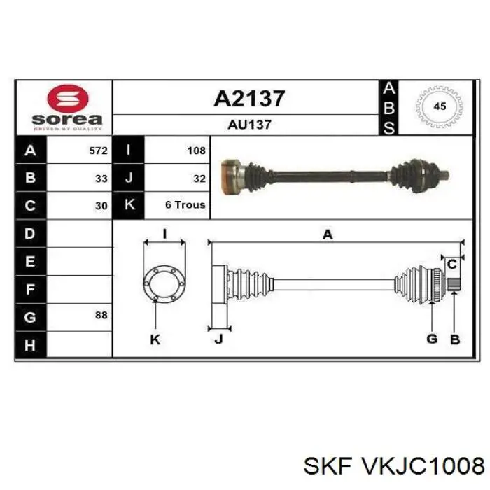 Semieixo (acionador) dianteiro direito VAG 8A0407272AE preço, a partir de 132,86 USD