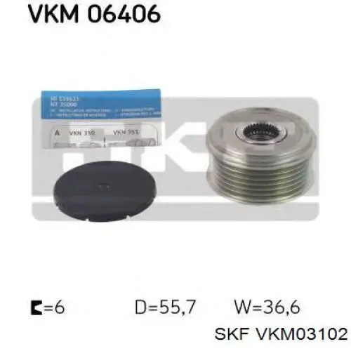 Polia do gerador SKF VKM03102 preço, a partir de 46,15 USD