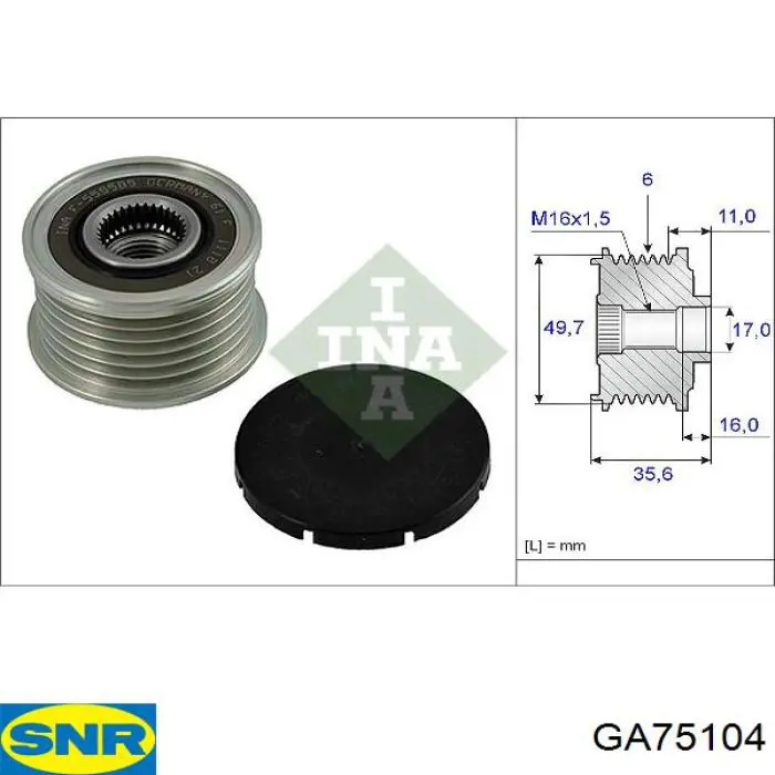 Polia do gerador SNR GA75104 preço, a partir de 40,44 USD