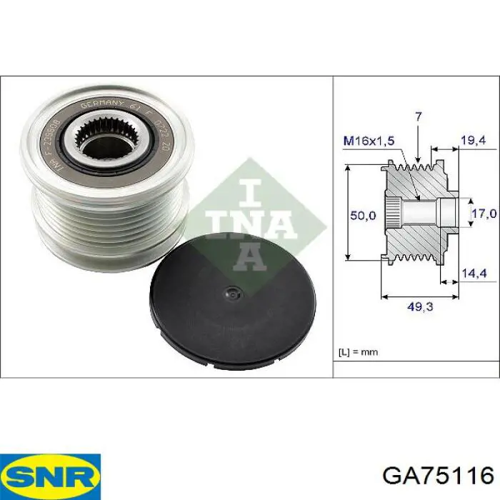 Polia do gerador SNR GA75116 preço, a partir de 50,47 USD