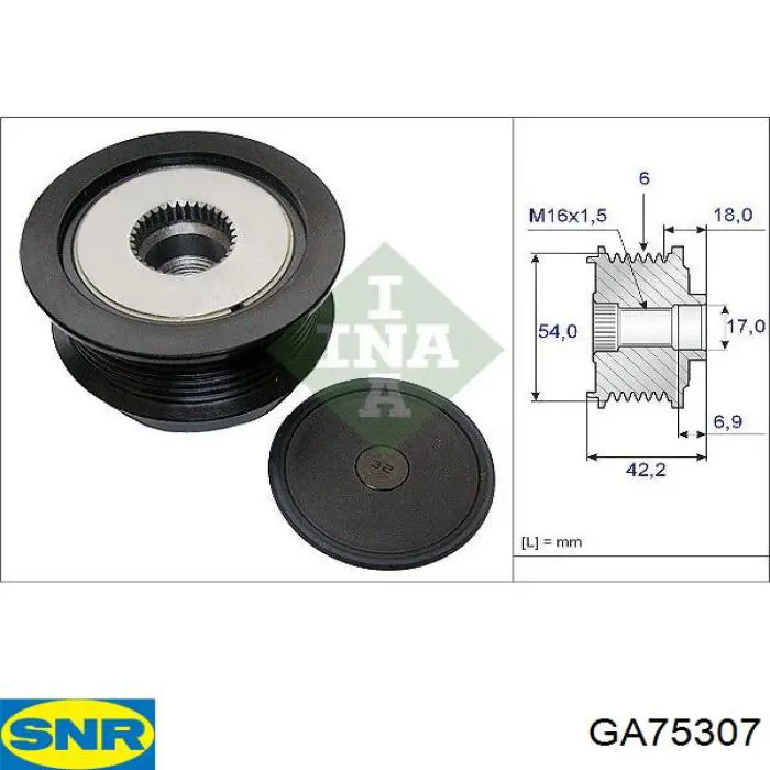 Polia do gerador SNR GA75307 preço, a partir de 76,34 USD