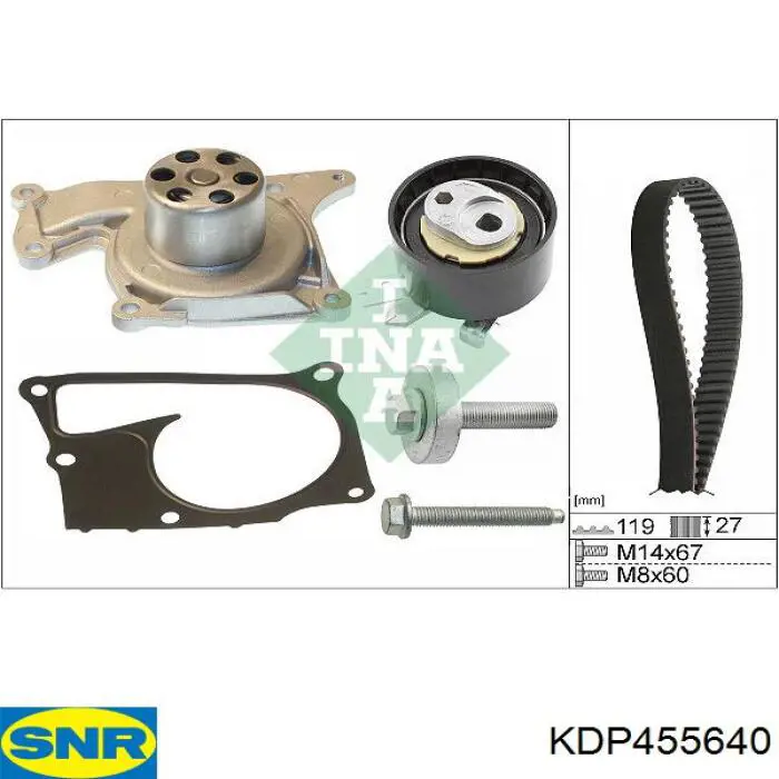 KDP455640 SNR Correia do mecanismo de distribuição de gás, kit