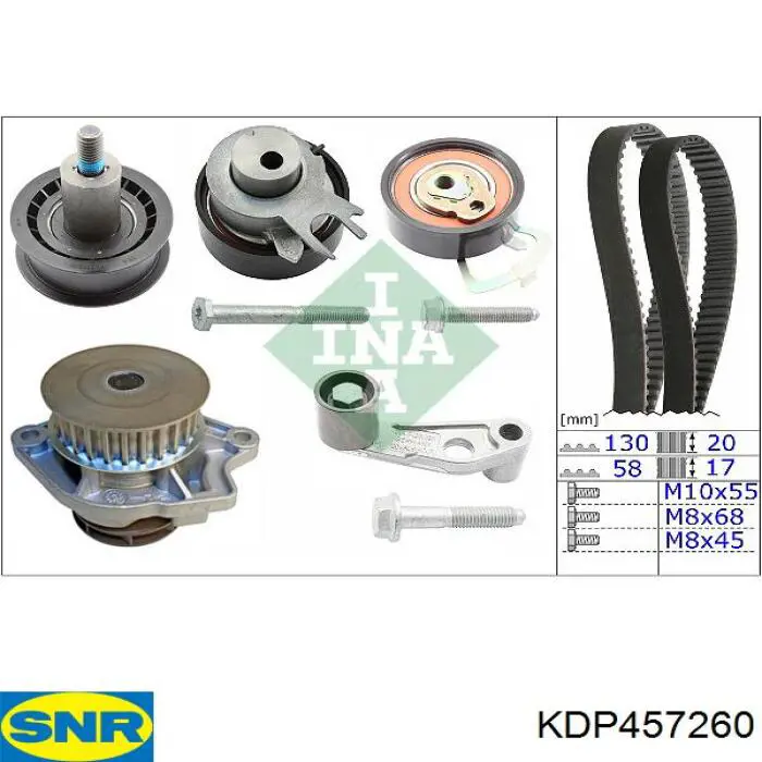 Correia do mecanismo de distribuição de gás, kit KDP457260 SNR