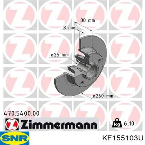 Compre KF155103U SNR Disco do freio traseiro