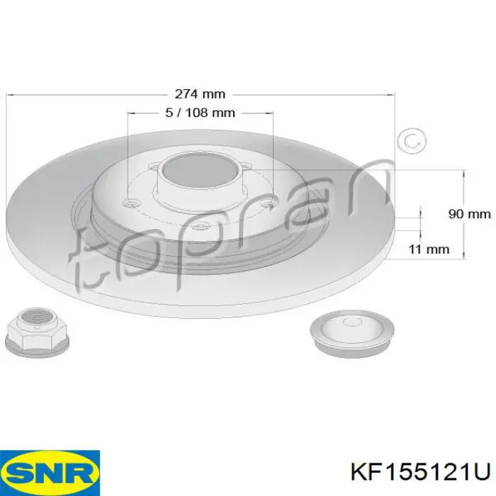 Compre KF155121U SNR Disco do freio traseiro