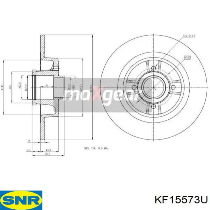 Compre KF15573U SNR Disco do freio traseiro
