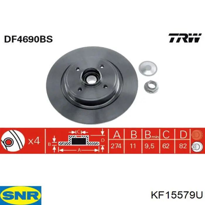 KF15579U SNR Disco do freio traseiro