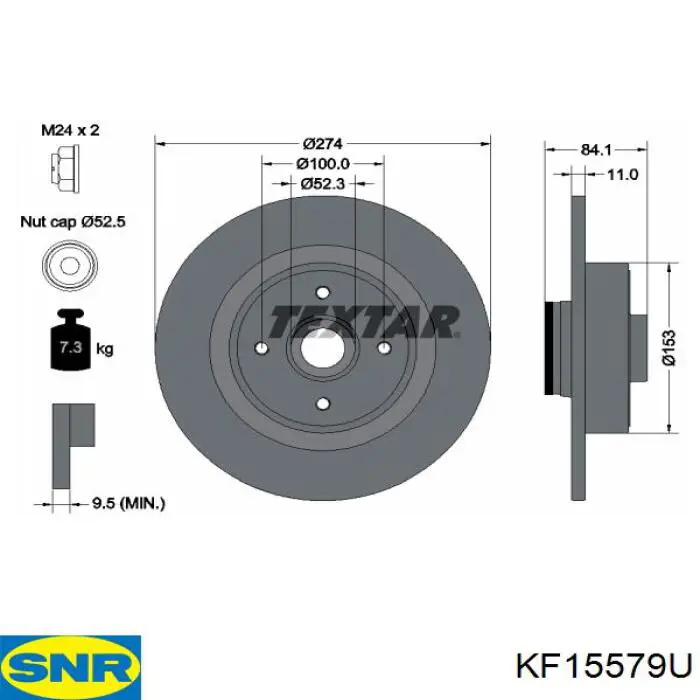 Disco do freio traseiro KF15579U SNR