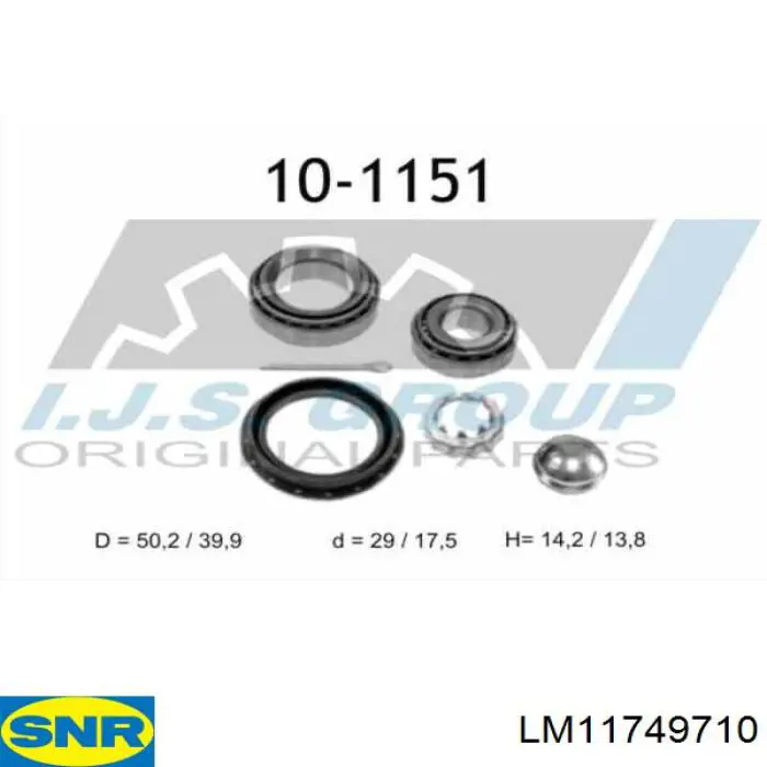 Rolamento externo de cubo traseiro LM11749710 SNR