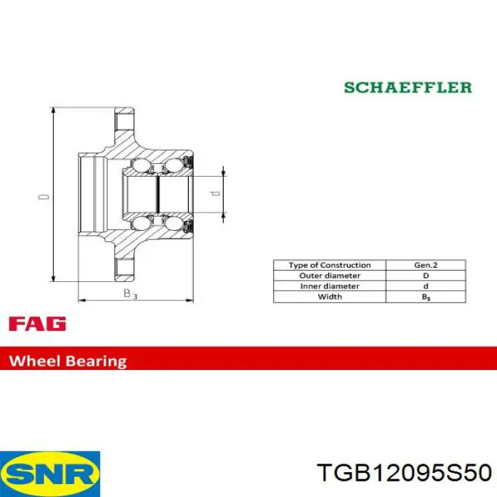 TGB12095S50 SNR Cubo traseiro